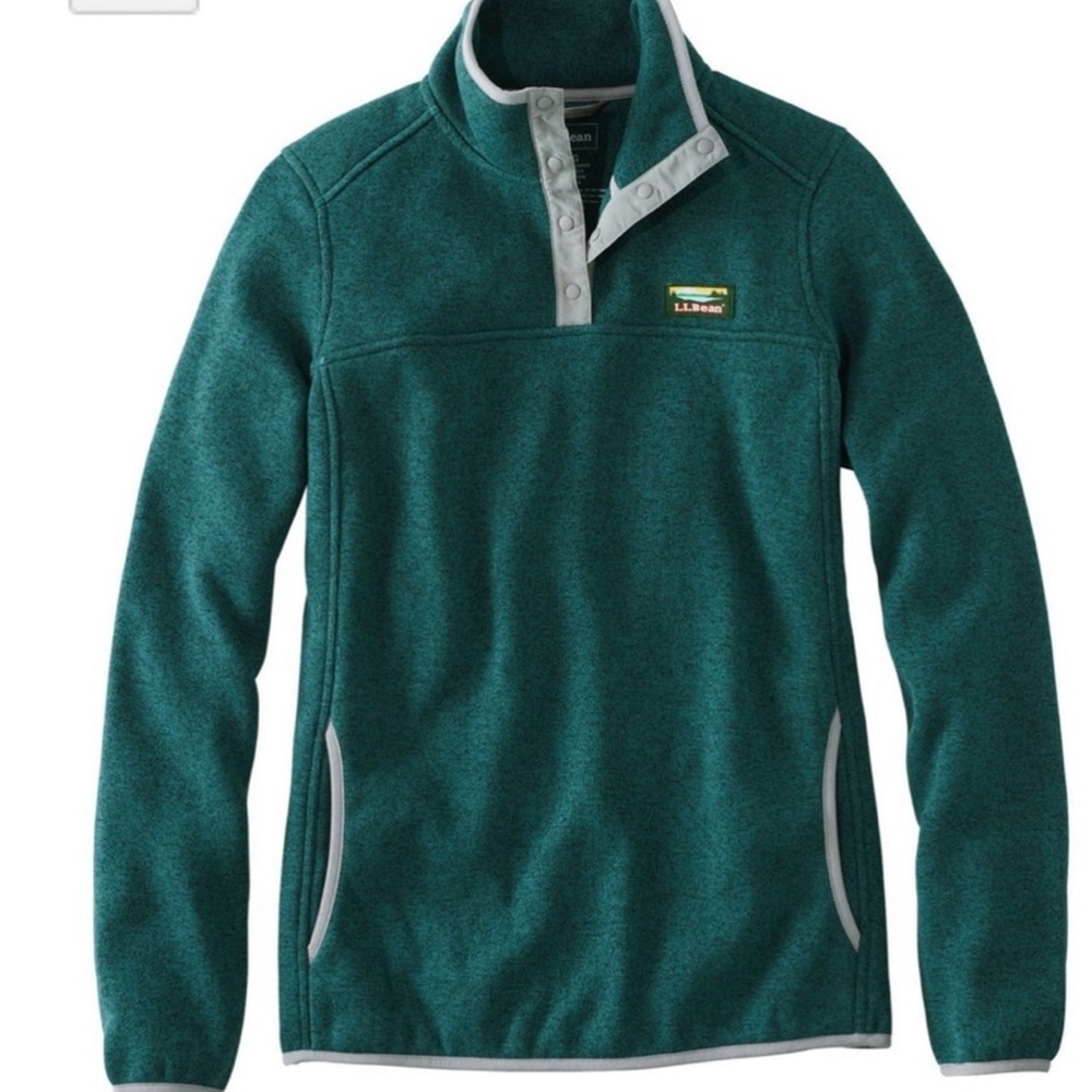 L.L. Bean Classic Teal Fleece Pullover - Picture 5 of 5